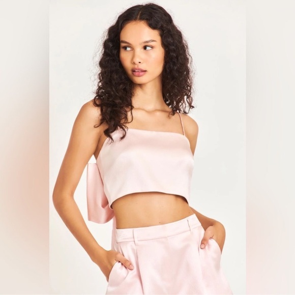 LoveShackFancy Roseanna Silk Sleeveless Crop Top NWT S in Macchiato - Picture 2 of 12